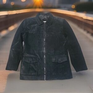 Middlebrook Park Suede Leather Jacket Black Panther Full Zip Chore Western M